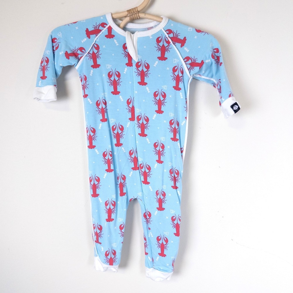 Sweet Bamboo Lobster Print Zip Sleeper Pajamas‎ Baby 0-3M Blue